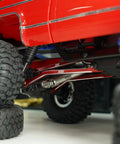 Aluminum High Clearance Links For TRX4M High Trail K10 F150 RC Crawler, CNC Anodized For Tough Durability, Lightweight At 19g, Red Finish Upgrade, Beefed Up Clearance For Smoother Climbing And Obstacle Conquering. Red aluminum high clearance links under TRX4M crawler