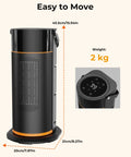 Portable Electric Space Heater With 1500W PTC Ceramic Heating Remote Timer 70 Degree Swing LED Display, dimensions and weight shown