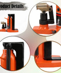 Straight Up Heavy Duty 2.5 Ton Hydraulic Claw Jack Built Different With Thick All Steel Claws For Quick Low Profile Auto Lifts And Heavy Garage Hauling With Easy Hand Pump Control close-up of hydraulic components.