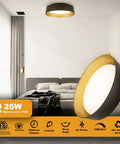 12.5 Inch LED Flush Mount Ceiling Light 26W 1350 Lumens Dimmable With Three Color Temperatures in bedroom setting