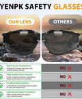 Premium Wrap Around Antifog Safety Glasses With Protective Eyewear And Foam Seal Gasket Offering Kick Ass Impact Shield and Snag Free Vision On Heavy Duty Worksites Daily comparison of lens clarity and protection.