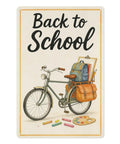 Vintage Back To School Tin Sign 8x12 Inches For Classroom Kids Room Study Space Wall Decor With Bicycle Art And Supplies Theme, rustproof aluminum plaque