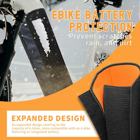 Winter Ready E Bike Battery Cover Neoprene Large Size For Fat Tire Ebikes With Light Reflective Safety Waterproof And Dustproof Shield That Extends Battery Life And Keeps Your Battery Juiced Up In Cold Rides