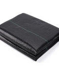 Heavy Duty Weed Barrier Landscape Fabric For Gardens And Lawns, Premium Weed Control, folded black fabric, about 200 sq ft coverage