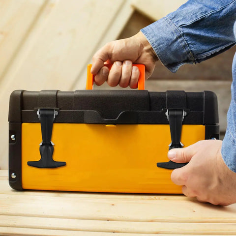 Man securing toolbox with Stainless Steel T-Handle Draw Latch Set With Rubber Grip, Heavy Duty Toolbox And Cooler Latches