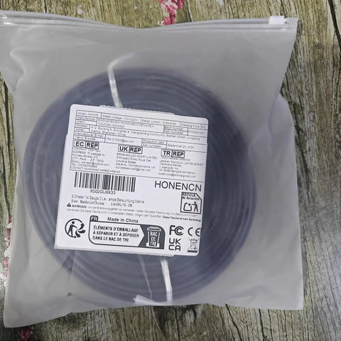 Packaged 14 AWG 2 Conductor Electrical Wire With Copper Clad Aluminum Core And PVC Jacket, 30 Feet in clear bag