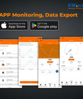 Elitech VGW-Mini wireless vacuum gauge app interface on mobile devices, with charts and data export.
