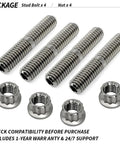 Titanium Stud Bolt Nut Kit For Harley Sportster 883 1200 Dyna Softail Electra Glide Road Glide Road King Fat Boy Upgrade. Four studs and nuts visible.