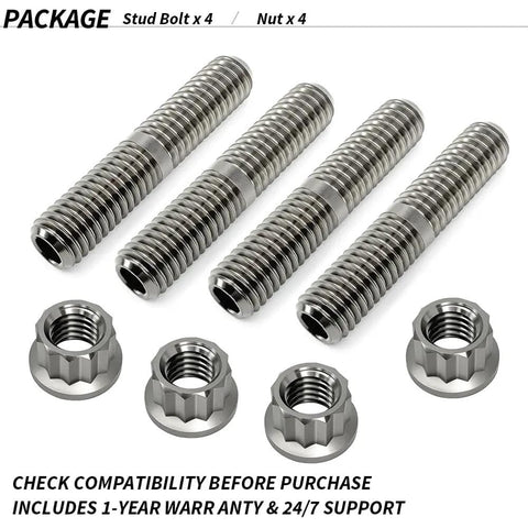 Titanium Stud Bolt Nut Kit For Harley Sportster 883 1200 Dyna Softail Electra Glide Road Glide Road King Fat Boy Upgrade. Four studs and nuts visible.
