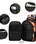 Interior view of Vintage American Eagle Printed Unisex Backpack with large capacity compartments and organizer pockets.