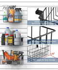 Slatwall Organization Kit With Nineteen Pieces In Seven Sizes For Garage And Shop Baskets And Hooks Set installed on a slat wall