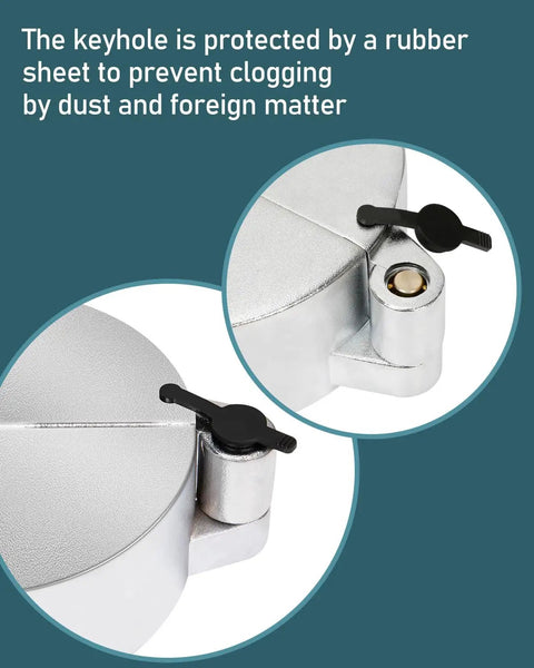 Close-up of 2 Pack Semi Truck Locking Fuel Cap Cover Compatible With Freightliner Sterling Western Star Class 8 Trucks Anti Theft Shield Durable Fuel Tank Cap Replacement showing keyhole with rubber protection.