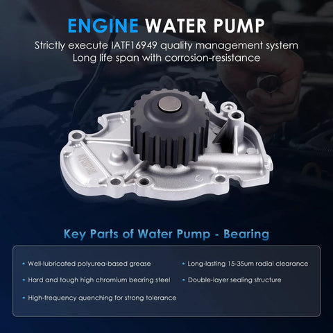 Close-up of engine water pump included in Timing Belt Kit With Water Pump For Acura CL 1997 1998 1999 2.2L 2.3L Honda Accord