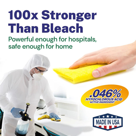 Hypochlorous Acid 500 PPM Multipurpose Cleaner For Home Use Clean Floors Counters Appliances And More With A Non Toxic Family Safe Pet Friendly Formula Ideal For Kitchens Bathrooms Refrigerators And Surfaces; 0.046% active ingredient