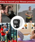 A Total Game Changer These Slick Four Pack Resettable Finger Tally Counters showing black digital counter and fitness activities images.