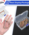 Six Piece Heavy Duty PTO And Hitch Lynch D Shape Pins Kit with Clip, shown in hand and packaging for 1/4 x 2-1/2 inch zinc plated steel.