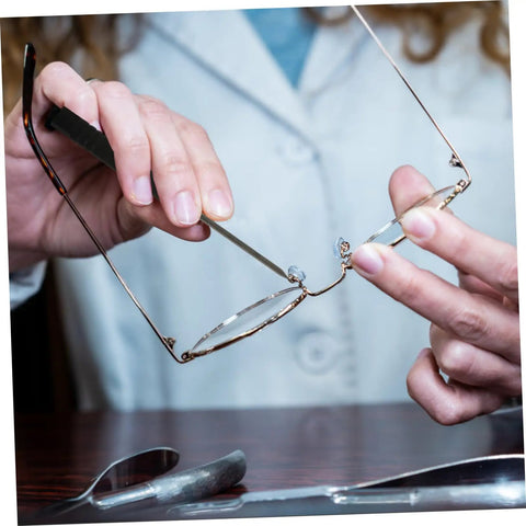 All In One Eyeglass Repair Kit With Screws And Tools For Quick Fixes On Glasses, Sunglasses, And Wire Frame Specs, Portable DIY Repair Set For Loose Screws, Broken Frames, And Tiny Parts On The Go being used for repair.