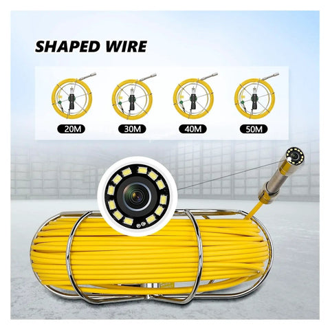 Badass Drain Inspection Camera With Dvr Sewer Endoscope Ip68 Waterproof 7 Inch Lcd Screen 1000 Tvl Borescope Setup showcasing yellow cable and camera.