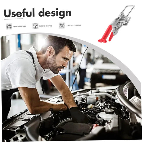 Mechanic using Rubber T Handle Draw Latches for Tool Boxes and Vehicle Hoods, rugged vibration-resistant catch, easy install.