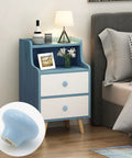 Top Shelf 10 Pack Ceramic Cabinet Knobs And Drawer Pulls In Sweet Sky Blue Featuring Hella Durable 32mm Round Design With Complete Mounting Hardware For A Fresh Kitchen Bedroom Makeover on a bedside table.