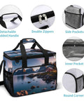 Leakproof Insulated Picnic Backpack Cooler Bag With 30L Capacity showing detachable handle, double zippers, and side pockets.