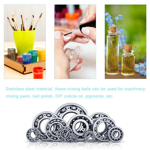 600 Piece 12 Size Stainless Steel Precision Balls Set 1 To 8 Mm for nail art, DIY crafts, paint mixing, and hobby projects.