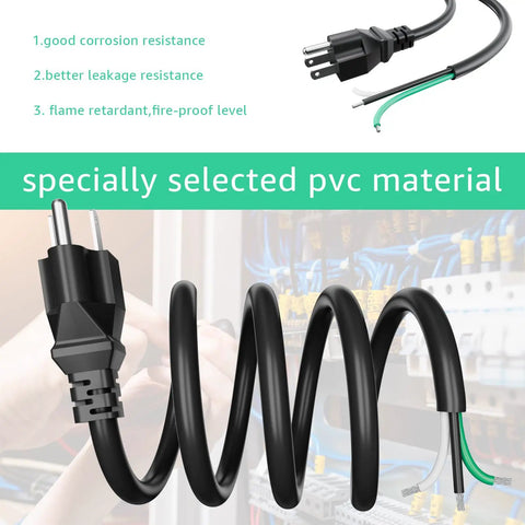 Heavy Duty 6 Foot 12 Gauge 3 Prong Replacement Power Cord Cable 110V 120V 15 Amp Plug For Appliances Power Tools And Dishwashers 12 AWG 3 Conductor Wire Pigtail