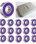 ABEC 9 Chrome Steel Skateboard Bearings 16 Pack for longboards skates scooters and roller skates purple color pre lubricated