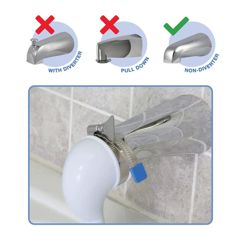 VersaSpray Portable Handheld Shower Sprayer For Bathtubs Without Diverter Fits Round Or Square Tub Spouts White 1 Pack
