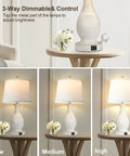 Table Lamps Set Of 2 Bedside Touch Lamps With USB-C And USB-A Charging Ports, 3-way dimmable shown on side table.
