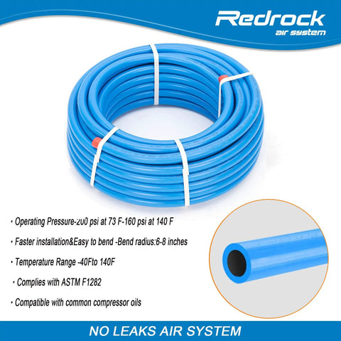 Coiled Leak Proof Air Compressor Piping Kit Half Inch HDPE Aluminum System Pro Grade 100 ft Run Easy To Install
