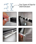 Installation of two clip types for 2020 extrusion with Lit 5W 6000K USB LED Light Bar For 3D Printers With Aluminum Body