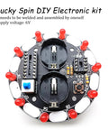 Top view of LED board from Two Pack NE555 Electronics Kit For Soldering Practice And LED Prize Wheel Project, 6V supply