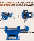 Heavy Duty 6 Inch Cross Slide Drill Press Vise With 9.4 Inch X Axis And 8.0 Inch Y Axis Travel Precision Scale detailed view.