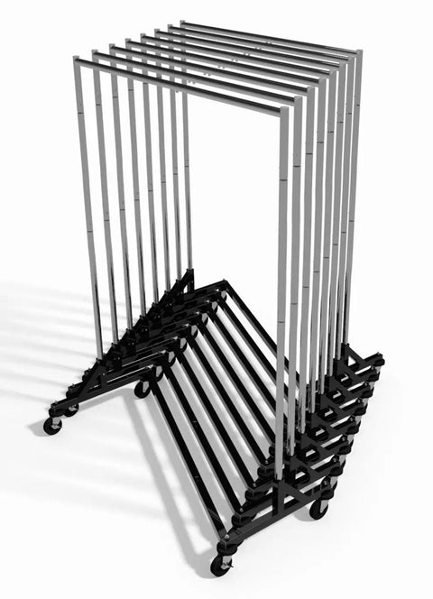 Rock Solid Commercial Garment Rack Features Z Shaped Steel Frame Hauls Three Hundred Pounds Holds Seventy Five Outfits Uses Locking Wheels For Badass Daily Home Or Shop Organization Brings Hella Convenience To Your Space