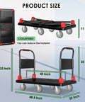 Heavy Duty 2200 Lb Platform Truck With Six Smooth Glide Wheels And Foldable Dual Handrails For Hauling Construction Tools And Warehouse Stock Without Breaking A Sweat dimensions and features.