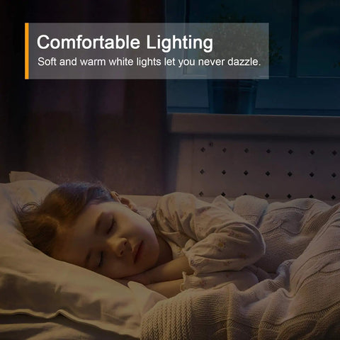 Child sleeping with warm lighting from Ultra Bright 120LM Plug In Motion Sensor Night Light With Stepless Dimming Always On.