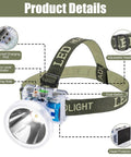 Rechargeable Diving Headlamp with 4 Lighting Modes Battery Level Indicator 10 Hour Runtime Dual Switch Scuba Dive Light details