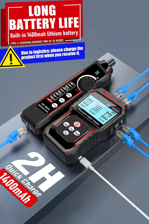 RJ45 Network Cable Tester With PoE And NCV Check, Cable Length Meter, port flashing indicator, supports CAT5 CAT6 CAT6a CAT7