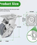 Dimensions of 4 Inch Heavy Duty Caster Wheels Legit Industrial Powerhouse Thermoplastic Rubber TPR Swivel Plate Castors.