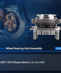 Front Wheel Bearing And Hub Assembly For Nissan Sentra 2L 2007 2008 2009 2010 2011 2012 Fits Front Left And Right 4 Lugs Non ABS 2 Pack Durable Steel Bearings