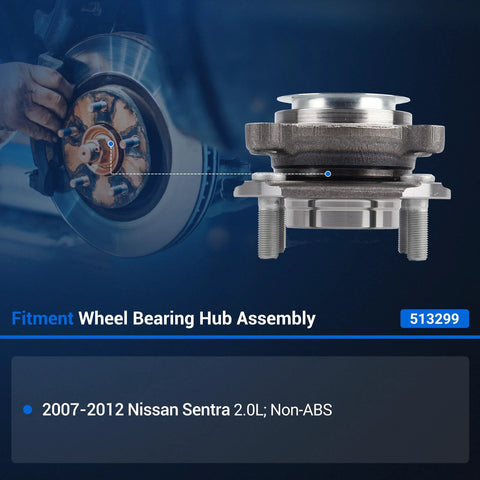 Front Wheel Bearing And Hub Assembly For Nissan Sentra 2L 2007 2008 2009 2010 2011 2012 Fits Front Left And Right 4 Lugs Non ABS 2 Pack Durable Steel Bearings