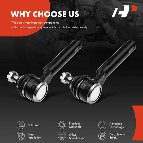 Beefed Up Front Outer Tie Rod End For Subaru Vehicles Like Outback Forester Impreza Crosstrek Legacy WRX And STI Built For Strength Direct Fit Replacement Durable Steel Steering Linkage Supports AWD Models Reliable Handling, pair of steel outer tie rod ends