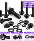 400 Piece Metric Flange Bolt Set With 10.9 Grade M6x1.0 M8x1.25 And M10x1.5 Bolts, black zinc plated hex bolts, nuts, washers
