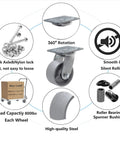 Features for Heavy Duty Steel Caster With Cast Iron Wheel For Tool Box And Workbench, Swivel Caster 800 Pound Capacity shown in diagram