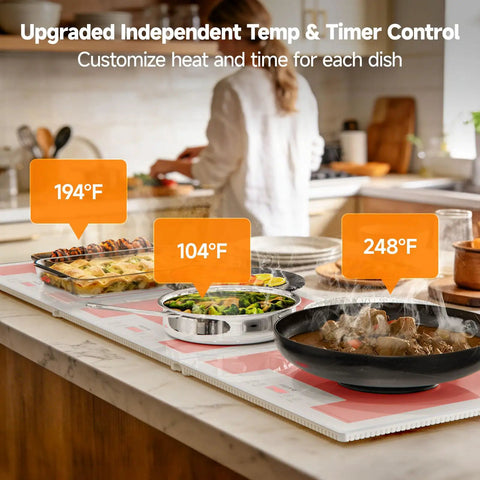 Extra Long Buffet Warming Tray Set 47 By 15 Inches 3 In 1 Modular Warmer With Independent Temperature And Timer Controls