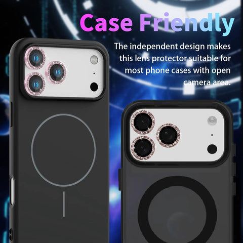 Camera Lens Protector For iPhone 17 Pro And 17 Pro Max, Ultra Thin Tempered Glass Shield, Diamond Pink Finish on phones