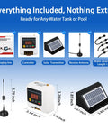 Long-Range Wireless Automatic Water Level Controller for Tank, Well and Cistern, Solar-Powered Digital Display Sensor, Auto Fill and Pump Dry-Run Prevention, 3Km Range, Smart Water Management components setup