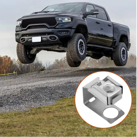 Heat Resistant Exhaust Manifold Fastener Kit With Beefed Up Heavy Duty U Nut And Bolt Set, Precision Machined Threads For Tight Anti Loosening Performance, Erosion And Anti Rust Coating For Auto Exhaust Manifold 1500, alloy steel U nut on lifted truck