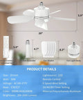 20 Inch Ceiling Fan With Light Socket Remote Plug And Play 30W 2000 Lumens Three Color Temperatures 3000K To 6000K Six Speed Wind Screw In Ceiling Fan For Bedroom Living Room Kitchen Garage with remote control and accessories